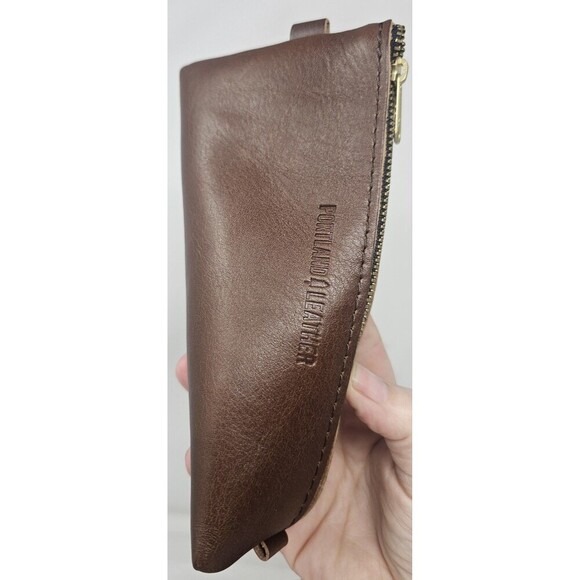 Portland Leather Goods Alpine Pouch Zippered Pouch Brown Makeup Bag NEW - Picture 2 of 7